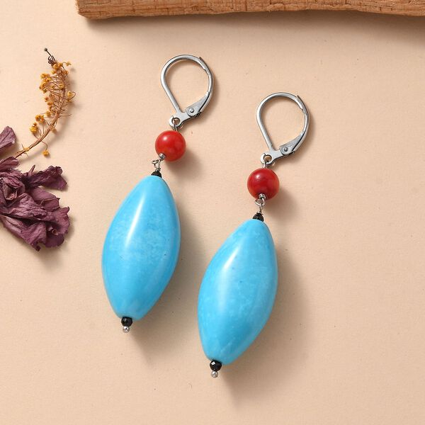 Gefärbtes blaues Magnesit und Koralle Schmuckset image number 7