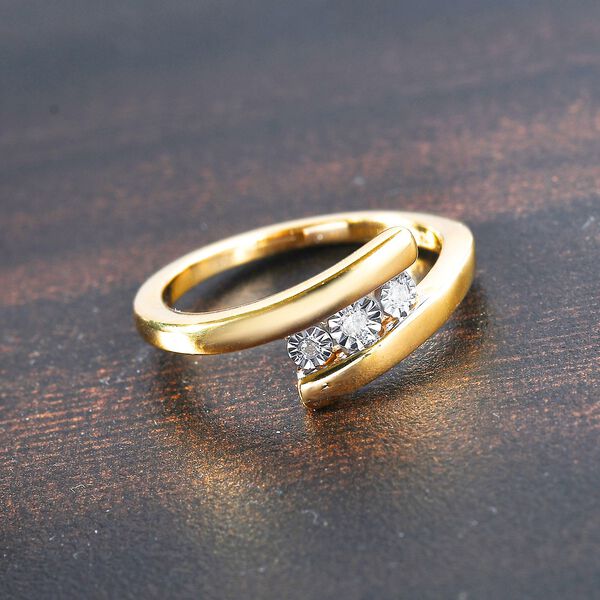 Diamant Bypass Ring 925 Silber 585 Vergoldet image number 2