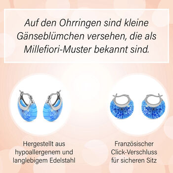 Blaue Murano-Stil Huggie-Ohrringe