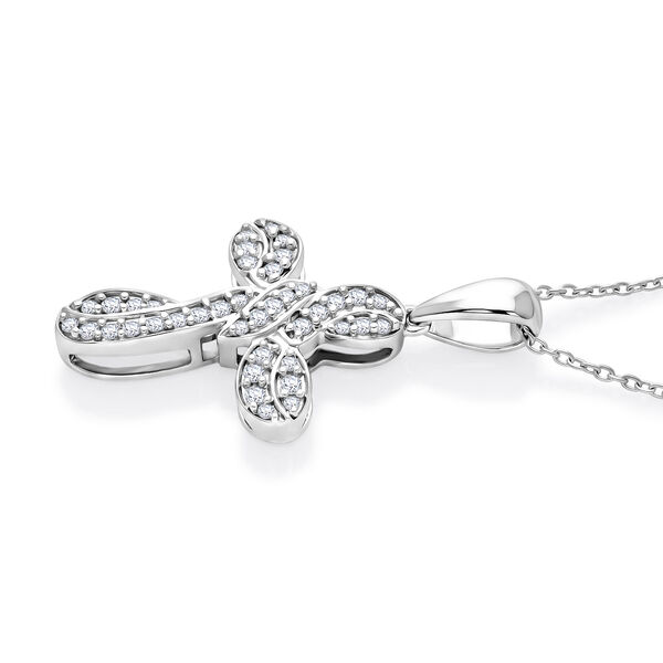 D'Joy wei&szlig;er Diamant Kreuz Anh&auml;nger mit 50cm Kette - 0,26 ct. image number 4