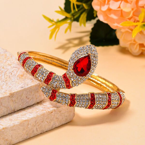 Roter und wei&szlig;er Kristall-Armreif, 18 cm image number 1