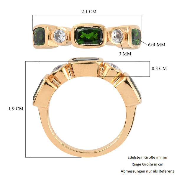 Nat&uuml;rlicher Chromdiopside und Zirkon Designer inspirierter Ring 925 Silber vergoldet  ca. 2,98 ct image number 6