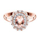 Morganit und weißer Zirkon-Ring, 925 Silber Roségold Vermeil (Größe 16.00) ca. 1,27 ct