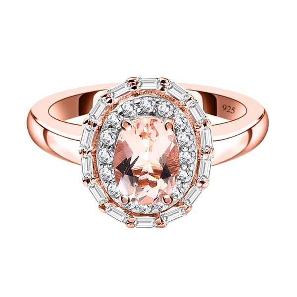 Morganit und wei&szlig;er Zirkon-Ring - 1,27 ct.