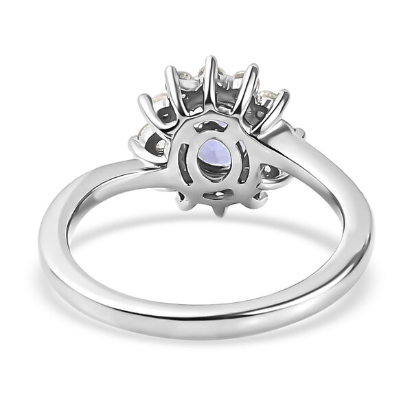 AA Tansanit und wei&szlig;er Zirkon-Ring, 925 Silber platiniert  ca. 1,15 ct image number 6