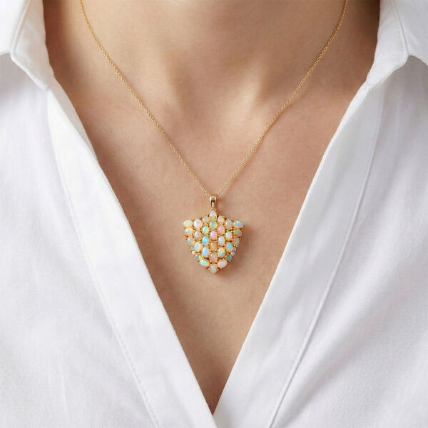 D'Joy AA Nat&uuml;rlicher, &auml;thiopischer Welo Opal Anh&auml;nger 925 Silber 750 Gelbgold Vermeil ca. 3,40 ct. image number 2