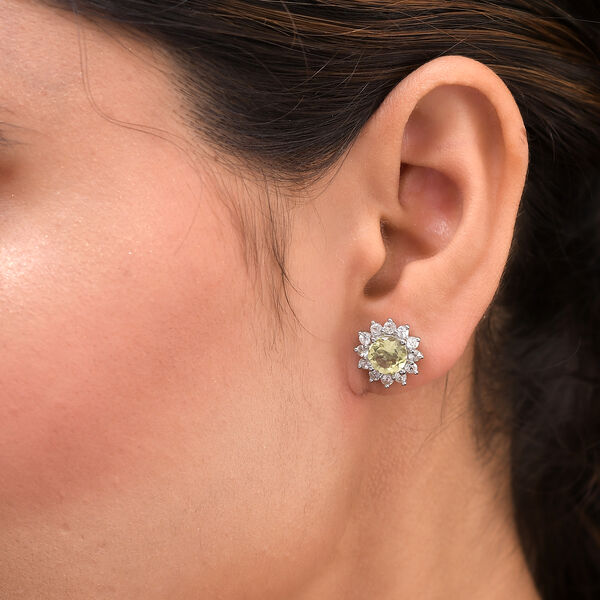 Ouro Verde-Quarz und Zirkon Ohrstecker 925 Silber platiniert ca. 4,15 ct image number 3