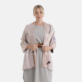 LA MAREY Signature Set mit Seidenschal und Seidentropfen-Ohrringen, 100% Maulbeerseide, 65 x 170 cm, Rosa