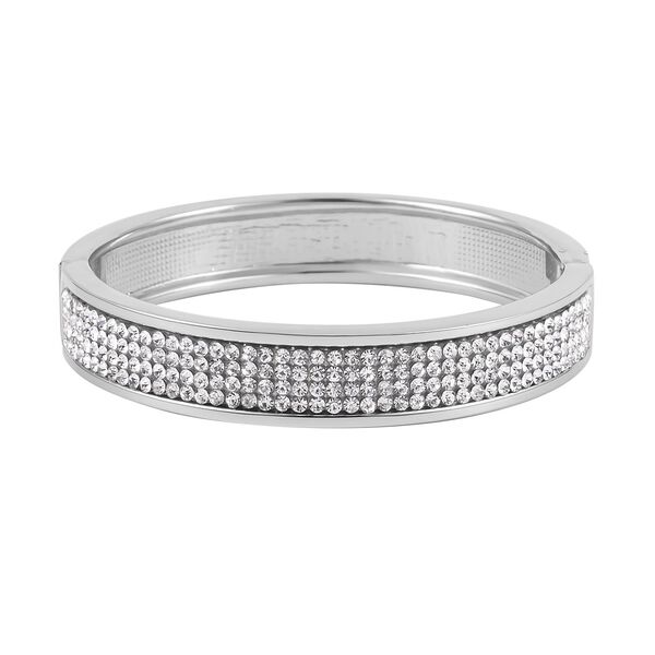 Weißer Kristall Armreif, ca. 19 cm, silberfarben image number 5