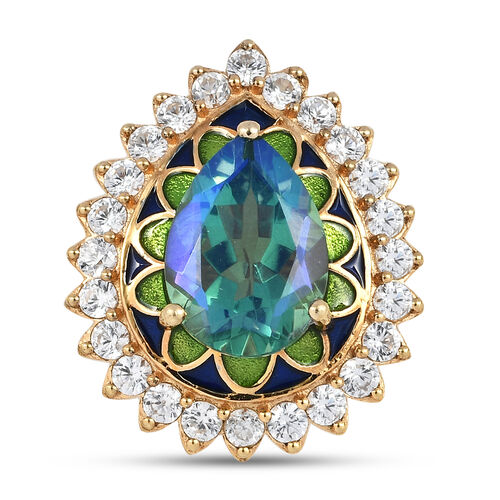 Pfau Triplett Quarz und Zirkon Ring 925 Silber Gelbgold Vermeil  ca. 7,72 ct image number 0