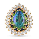 Pfau Triplett Quarz und Zirkon Ring 925 Silber Gelbgold Vermeil (Größe 17.00) ca. 7,72 ct