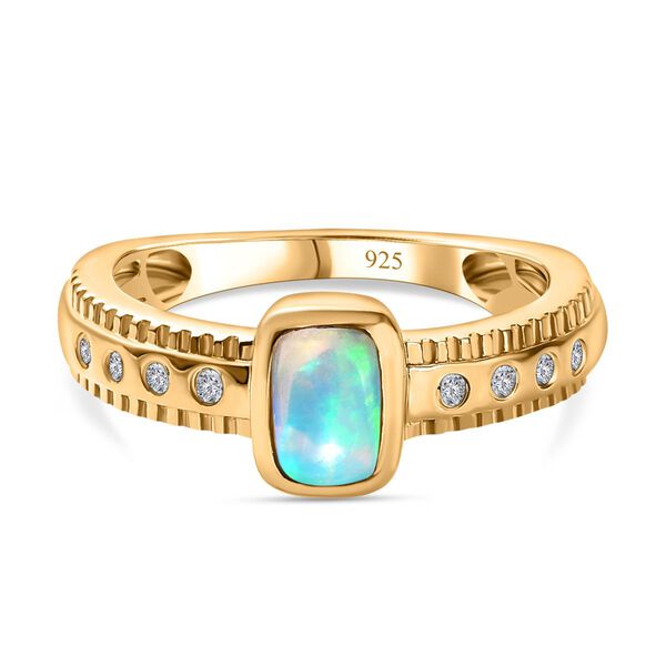 AA nat&uuml;rlicher, &auml;thiopischer Welo Opal und Zirkon-Ring - 0,53 ct. image number 0