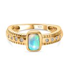 AA Natürlicher, äthiopischer Welo Opal, Weißer Zirkon Ring, 925 Silber Gelbgold Vermeil, (Größe 21.00), ca. 0.53 ct