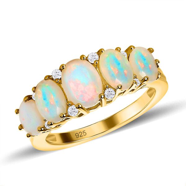 AA nat&uuml;rlicher, &auml;thiopischer Welo Opal und Zirkon-Ring - 1,60 ct. image number 4