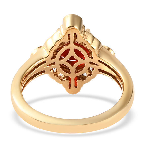 Mexikanischer Kirschfeuer-Opal und Zirkon Ring 925 Silber vergoldet image number 6