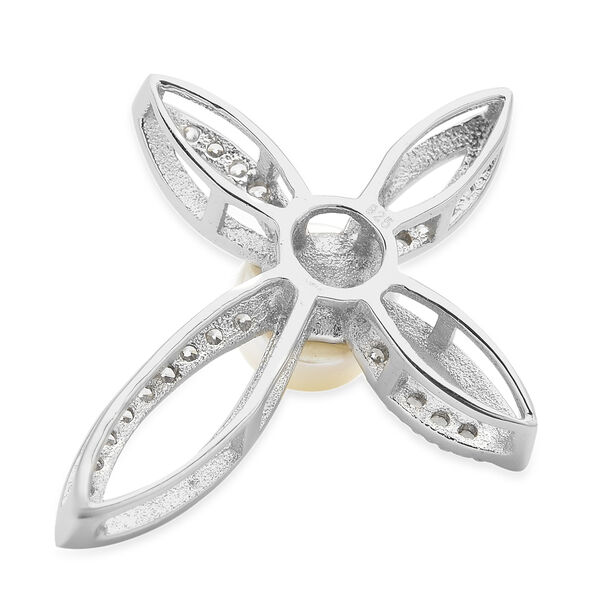 S&uuml;&szlig;wasserzuchtperlen und Wei&szlig;er Zirkonia Anh&auml;nger 925 Silber rhodiniert ca. 0,24 ct image number 5