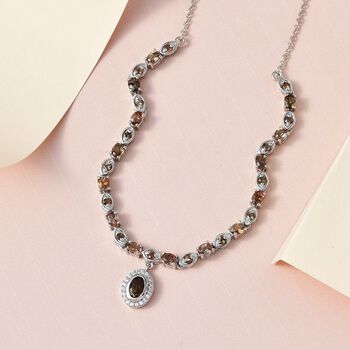 Nat&uuml;rlicher Jenipapo Andalusit Halskette, ca. 45 cm, 925 Silber platiniert, ca. 3.52 ct