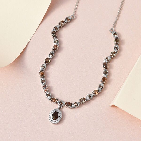 Nat&uuml;rlicher Jenipapo Andalusit Halskette, ca. 45 cm, 925 Silber platiniert, ca. 3.52 ct image number 3