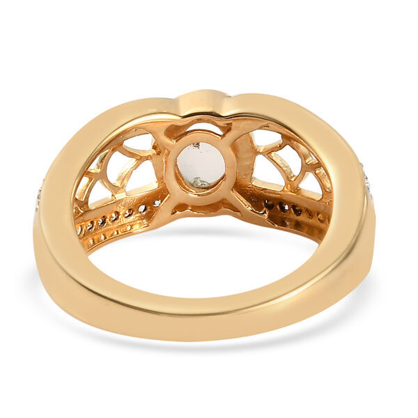 Nat&uuml;rlicher &Auml;thiopischer Opal und Zirkon Ring 925 Silber Gelbgold Vermeil image number 6