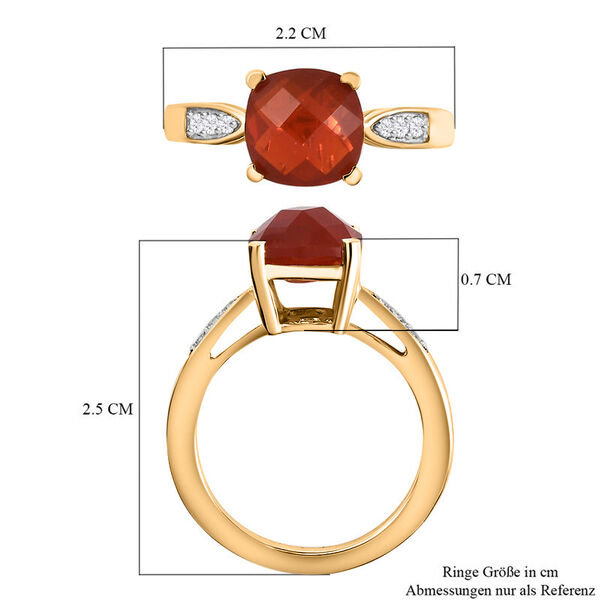 Mexikanischer Kirschfeuer-Opal und Zirkon Ring 925 Silber Gelbgold Vermeil  ca. 1,66 ct image number 7