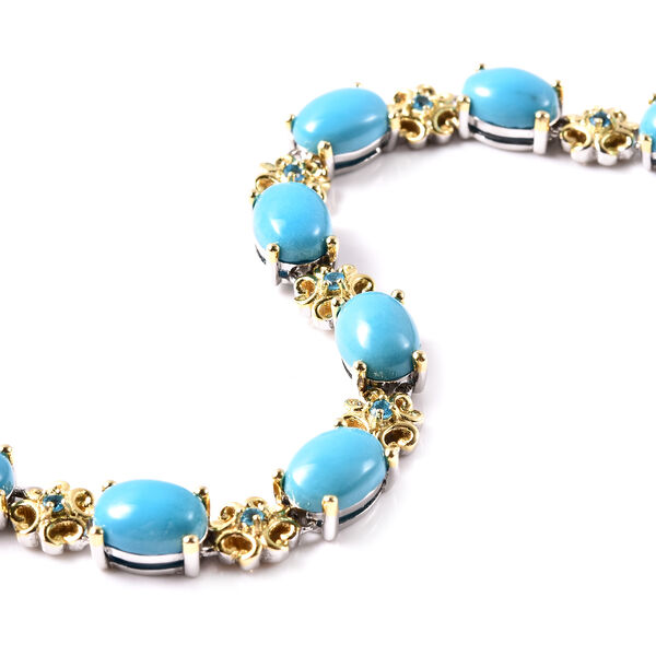 Nat&uuml;rliches Sleeping Beauty T&uuml;rkis-Armband, ca. 20 cm lang, 925 Silber vergoldet ca. 13,89 ct image number 5