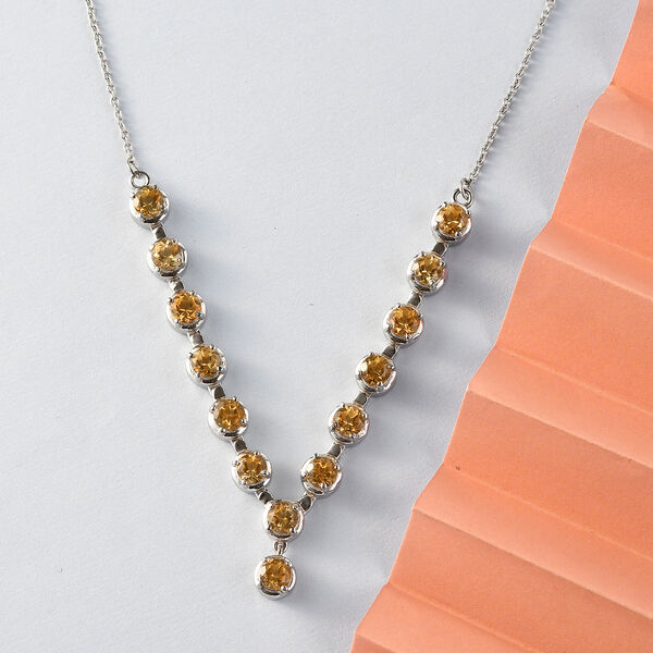 Citrin Halskette, ca. 45 cm,  Edelstahl ca. 6,50 ct image number 2