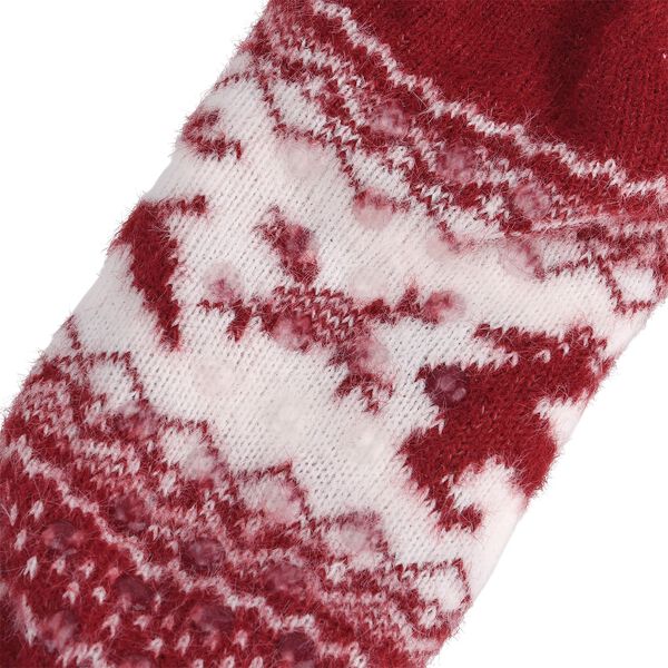 Kuschelige Sherpa Socken, Rentiermuster, Weinrot image number 3