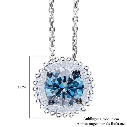 LUXURIANT DIAMOND - Lab Grown Blauer Diamant SI-GH, Lab Grown Diamant SI-GH SGL zertifiziert Anhänget mit Kette (ca. 50cm), 925 Silber rhodiniert ca. 1.00 ct image number 5