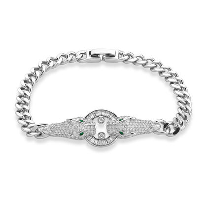 Wei&szlig;er Zirkonia, Gr&uuml;ner Zirkonia Armband ca. 19 cm Nickelfreies Messing 1.24 ct