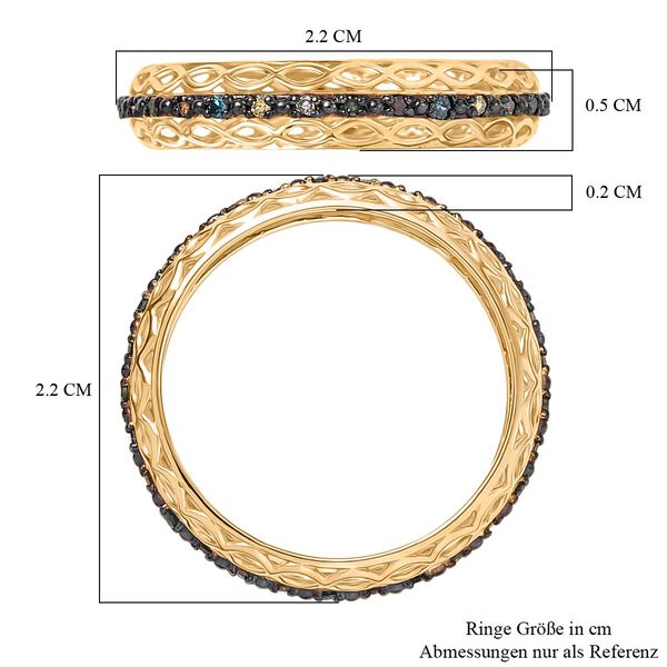 D'Joy Mehrfarbig Diamant Ring 925 Silber 750 Gelbgold Vermeil (Größe 21.00) ca. 0.15 ct image number 6