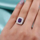 Marokkanischer Amethyst und Zirkon Halo Ring 925 Silber Platin-Überzug image number 2