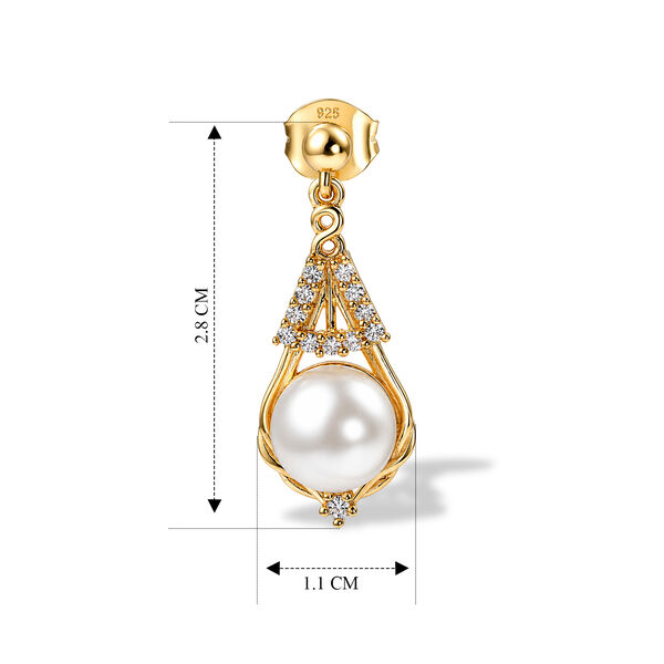 EVER TRUE S&uuml;&szlig;wasser Perle (8-8.5 mm), Wei&szlig;er Zirkon Ohrringe 950 Kupfer 6.69 ct image number 5