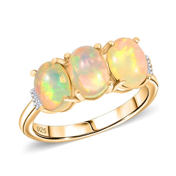 AA Natürlicher, äthiopischer Welo Opal und Diamant Ring - 1,63 ct. image number 4