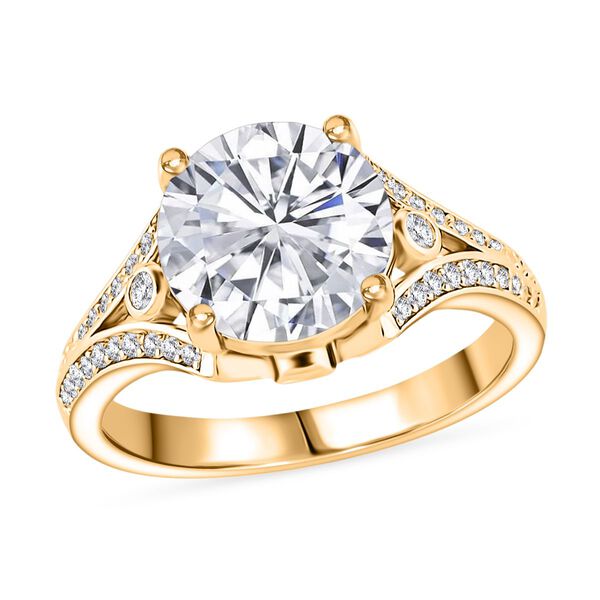 Weißer Zirkonia Ring Nickelfreies Messing vergoldet (Größe 21.00) image number 3