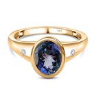 AAA Pfau Tansanit, Weißer Diamant Ring 585 Gold (Größe 18.00) ca. 2,60 ct
