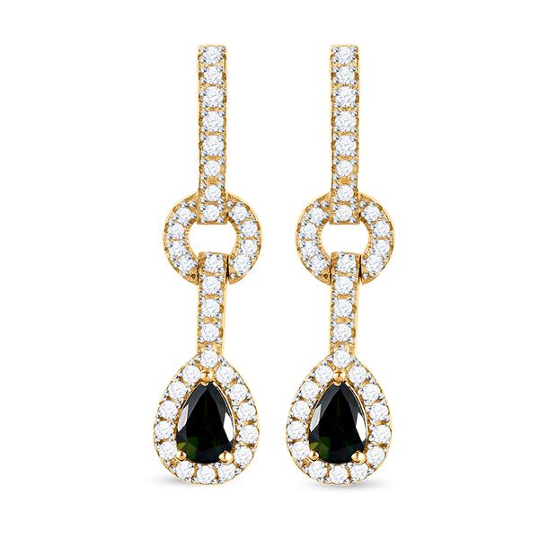 Nat&uuml;rliche Chrom Turmalin und wei&szlig;e Zirkon-Ohrringe - 1,50 ct.