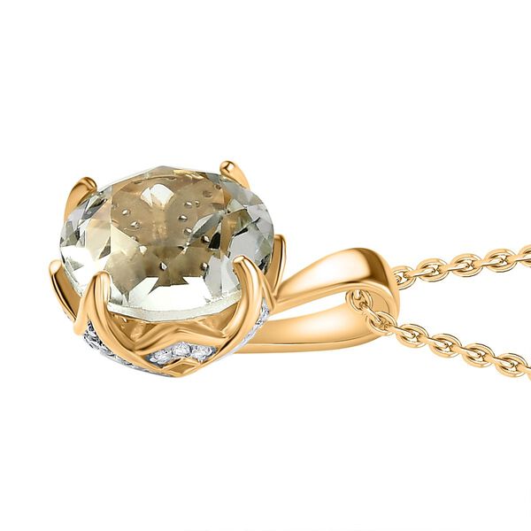 Prasiolith und Zirkon Anh&auml;nger mit 45cm Kette - 7,15 ct. image number 4