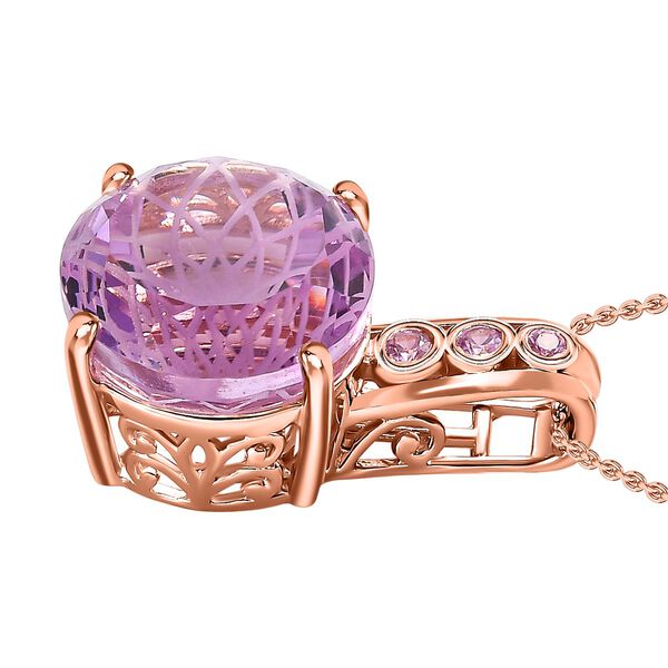 Blume des Lebens: Rose de France Amethyst, rosa Saphir, Anh&auml;nger mit Kette im Schmuckset, 925 Silber Ros&eacute;gold Vermeil ca. 11.16 ct image number 3