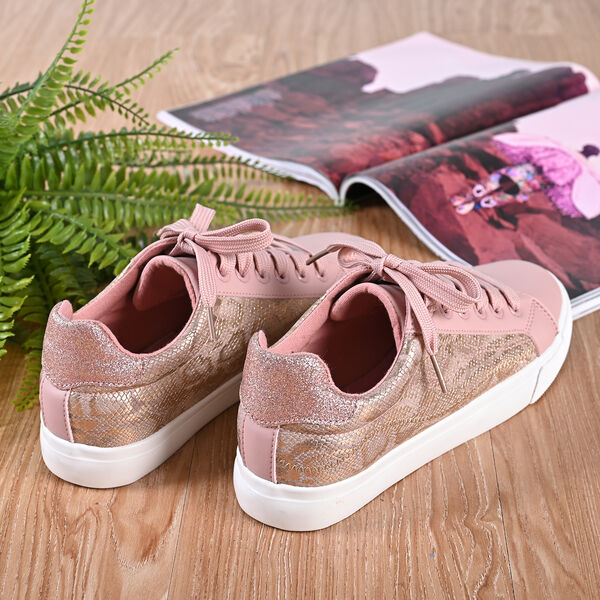 LA MAREY - Sneaker aus Kunstleder, Schlangenhautmuster, Gr&ouml;&szlig;e 40, Rosa image number 4