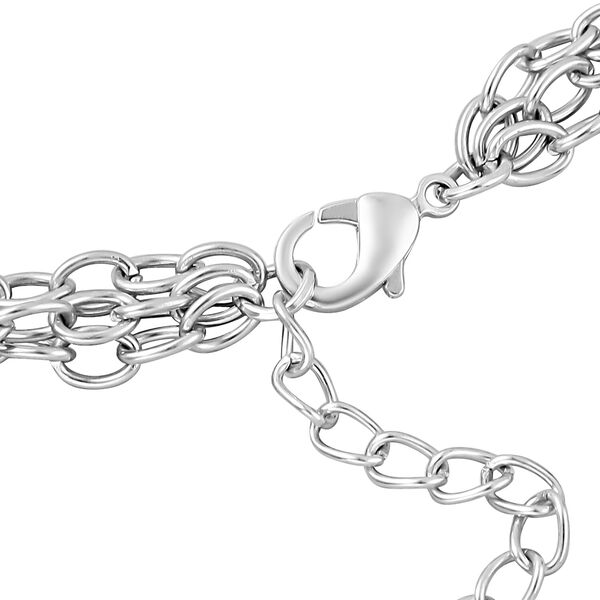 Glasperlen-Design, mehrreihige Statement-Halskette, ca. 50 cm, Silberfarben image number 3