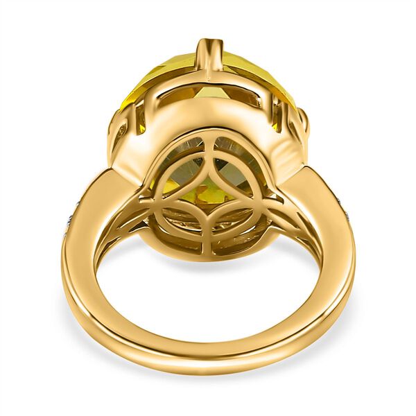 Ouro Verde-Quarz, weißer Zirkon Ring, 925 Silber vergoldet (Größe 19.00) ca. 9.96 ct image number 5