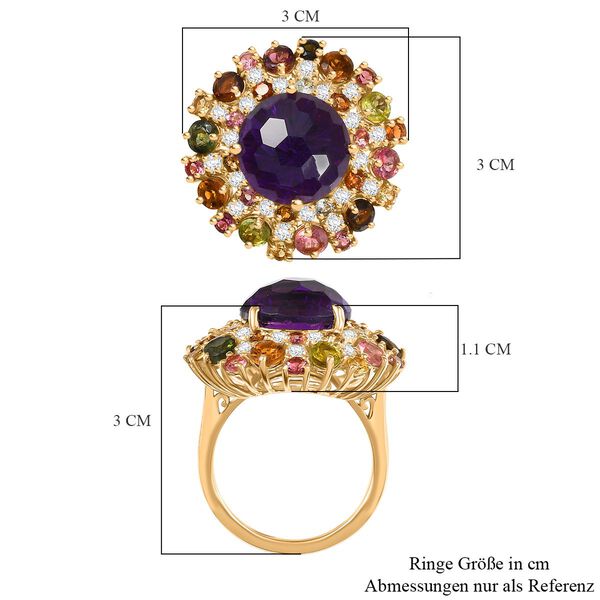 AA Afrikanischer Amethyst und Multi-Turmalin Ring - 11,39 ct. image number 7