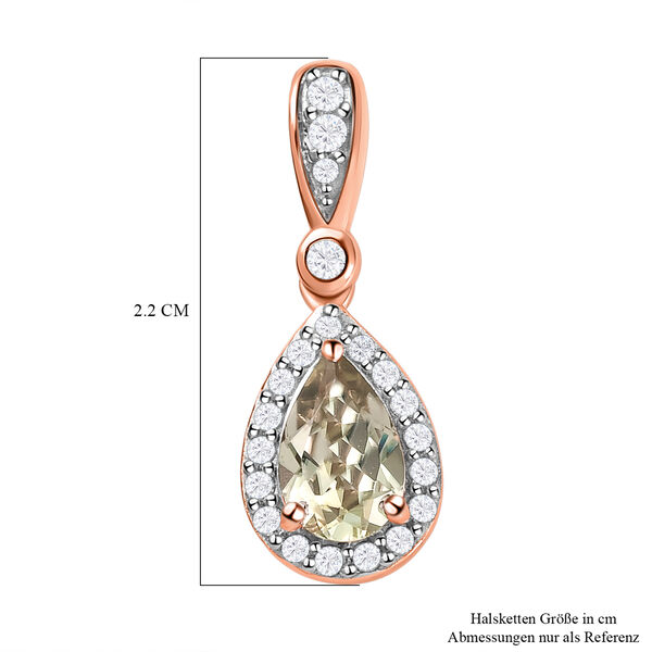 AAA Turkizit und weißer Zirkon-Anhänger, 925 Silber Roségold Vermeil ca. 1.12 ct image number 6