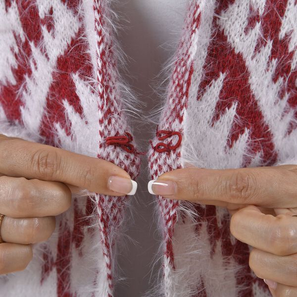 TAMSY - Kuschelweicher, langer Cardigan mit Kapuze und Taschen, 110x82cm, rot weiß image number 9