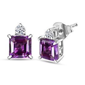 AAA Lab Created Farbwechsel-Saphir, Lab Grown Diamant Ohrringe 417 Gold ca. 2,64 ct.