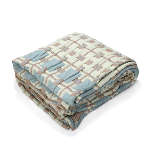 Luxus Jacquard Decke, fein gemustert, 2200 g Poly Füllung, 200 x 230 cm, Weiß Himmelblau image number 4