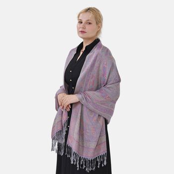 Jacquard Paisley-Schal mit Fransen, 170cm x 75cm, Modena-Blau