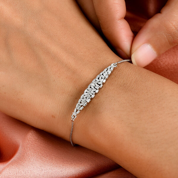 Verstellbares Diamant-Armband in Silber image number 3