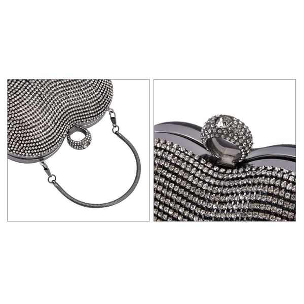 Herzförmige Clutch mit Kristallen, 15x16cm, schwarz image number 5