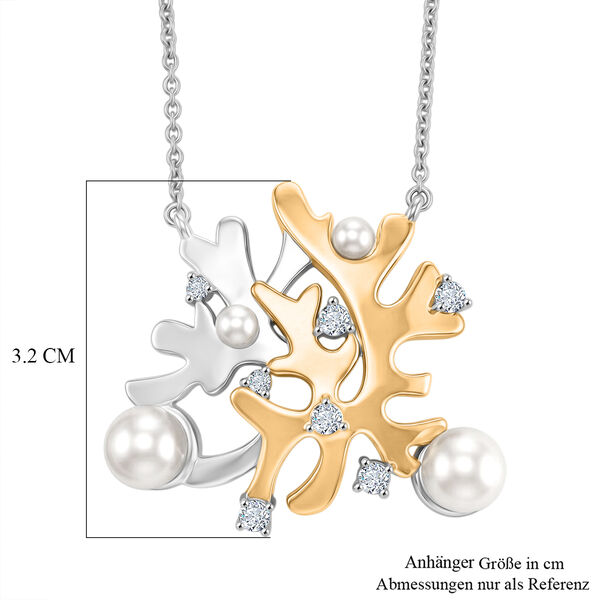 EverTrue S&uuml;&szlig;wasser Perle und Zirkon 50cm zweifarbige Halskette image number 6